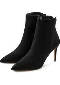 High-Heel-Stiefelette Lascana "Sommerstiefelette", Damen, Gr. 41, schwarz, Obermaterial: 100% Textilmaterial. Decksohle: 100% Lederimitat. Futter: 100% Textilmaterial. Laufsohle: 100% Synthetik, unifarben, Schuhe, in spitzer Form & Pfennigabsatz, Rei&szlig;verschluss Stiefel VEGAN