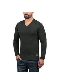 Strickpullover Blend "BHLasse", Herren, Gr. XXL, charcoal, Feinstrick, 50% Baumwolle, 50% Polyacryl, unifarben, Basic, regular fit, V-Ausschnitt, eingesetzt, Pullover Strickpullover, Feinstrickpullover mit aufgestickten Ellenbogenpatches