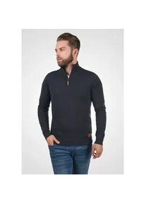 Troyer Blend "BHRobin", Herren, Gr. 3XL, navy, Feinstrick, 50% Baumwolle, 50% Polyacryl, unifarben, regular fit, ohne Ausschnitt, eingesetzt, Pullover Troyer, Strickpullover mit hochabschlie&szlig;endem Kragen