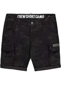 Shorts Alpha Industries "Crew Short Camo", Herren, Gr. 38, Normalgr&ouml;&szlig;en, schwarz (schwarz camo), Obermaterial: 98% Baumwolle, 2% Elastan, Hosen Shorts