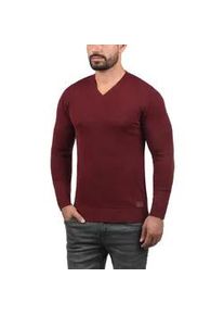 Strickpullover Blend "BHLasse", Herren, Gr. XXL, andorra rot, Feinstrick, 50% Baumwolle, 50% Polyacryl, unifarben, Basic, regular fit, V-Ausschnitt, eingesetzt, Pullover Strickpullover, Feinstrickpullover mit aufgestickten Ellenbogenpatches