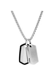 Kette mit Anh&auml;nger Fossil "Schmuck Geschenk Edelstahl Halskette VINTAGE CASUAL", schwarz (edelstahlfarben, schwarz), Halsketten, Damen, Edelstahl, L: 66 B: 2,8mm, B:2,8mm