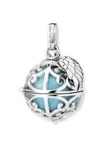 Kettenanh&auml;nger Engelsrufer "Schmuck Geschenk Engelsrufer Relaunch mit Fl&uuml;gelanh&auml;nger" Gr. S, blau (silberfarben, perlmuttfarben, t&uuml;rkis), Schmuckanh&auml;nger, Damen, S, Messing Silber 925 (Sterlingsilber), 7,52 g, Messing, Silber 925 (Sterlingsilber), Kettenanh&auml;nger