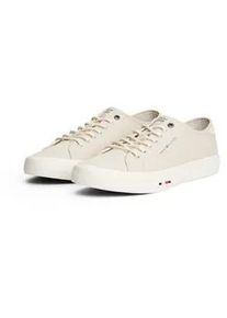 Sneaker Tommy Hilfiger "TH HI VULC STREET CANVAS", Herren, Gr. 40, beige, Textil, unifarben, Schuhe Sneaker, Freizeitschuh, Halbschuh, Schn&uuml;rschuh mit Logoflag im Plateau