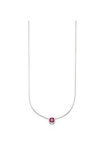 Kette mit Anh&auml;nger Bruno Banani "Schmuck Geschenk Silber 925 Halsschmuck Halskette Schlangenkette Stein", bunt (silberfarben, rot), Halsketten, Damen, Silber 925 (Sterlingsilber), L: 45, mit Zirkonia (synth.), Korund (synth.) oder Spinell (synth.)