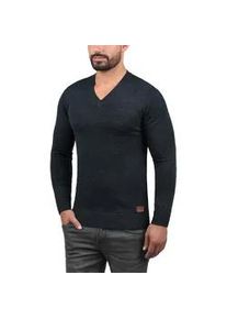 Strickpullover Blend "BHLasse", Herren, Gr. M, blau (navy), Feinstrick, 50% Baumwolle, 50% Polyacryl, unifarben, Basic, regular fit, V-Ausschnitt, eingesetzt, Pullover Strickpullover, Feinstrickpullover mit aufgestickten Ellenbogenpatches