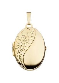 Medallionanh&auml;nger Jobo "Anh&auml;nger Medaillon oval", gold (goldfarben), Schmuckanh&auml;nger, Damen, Silber 925 (Sterlingsilber), 925 Silber vergoldet