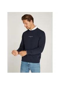 Sweatshirt Tommy Hilfiger "TOMMY LOGO TIPPED CREWNECK", Herren, Gr. XXL, blau (desert sky), Sweatware, Obermaterial: 63% Baumwolle, 37% Polyester, bedruckt, kontrastfarbene Details, unifarben, regular fit h&uuml;ftbedeckend, Rippb&uuml;ndchen kontrastfarben, Sweatshirts Sweatshirt