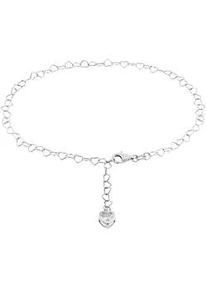 Fu&szlig;kette Amor "Anklet Herz", silber (silberfarben, kristallwei&szlig;, kristallwei&szlig;), Fu&szlig;ketten, Damen, Silber 925 (Sterlingsilber), mit Zirkonia (synth.)