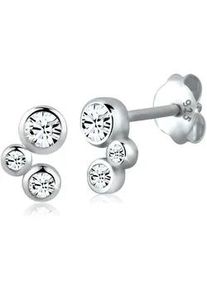 Paar Ohrstecker Elli "Kristalle Rund 925 Silber", wei&szlig;, Ohrringe, Damen, onesize,mit Steinen, Silber 925 (Sterlingsilber)
