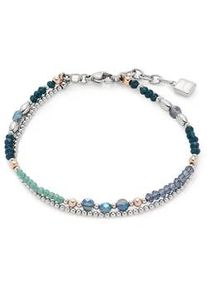 Edelstahlarmband Leonardo "Natalina", bunt (edelstahlfarben, ros&eacute;goldfarben, blau, gr&uuml;n, t&uuml;rkis), Armb&auml;nder, Damen, 20cm, Edelstahl, Edelstahlarmband, mit Glasperle