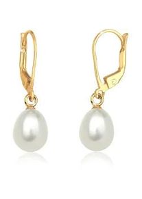 Paar Ohrh&auml;nger Elli "S&uuml;&szlig;wasserzuchtperle Basic Klassisch 925 Silber", gold, Ohrringe, Damen, onesize, ohne Stein, Silber 925 (Sterlingsilber)