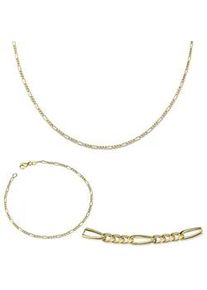 Ketten und Armband Set Firetti "Multipack Schmuck Geschenk Gold 333 Halskette Armkette Figarokette" Gr. 60, gold (gelbgoldfarben), Schmuck_Sets, Damen, 60, Gelbgold 333