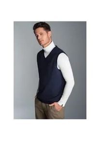 Pullunder TRIGEMA "TRIGEMA Pullunder in Waffeloptik", Herren, Gr. M, blau (navy), 100% Baumwolle, Basic, Pullover Pullunder