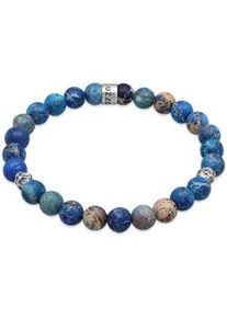 Armband Kuzzoi "Herren Achat Perlen Blau Beads 925 Silber" Gr. 19, silber, Armb&auml;nder, Herren, 19cm, ohne Stein, Silber 925 (Sterlingsilber), Armband
