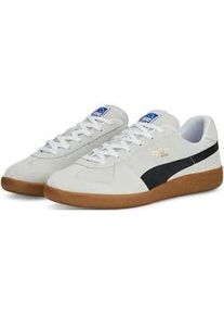 Sneaker Puma "HANDBALL", Herren, Gr. 46, schwarz-wei&szlig; (Puma wei&szlig;, Puma schwarz, gum), Leder, mehrfarbig, Schuhe Sneaker, mit sportlichem Stil, mit Overlay im Zehenbereich, aus Veloursleder