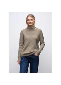 Rollkragenpullover Street One, Damen, Gr. 38, mocha glow meliert, Web, 37% Baumwolle, 34% Polyacryl, 26% Polyester, 3% Elasthan, unifarben, comfort fit normal, hoch geschlossener Ausschnitt, elastischer Bund, Pullover Rollkragenpullover, aus Baumwolle mit Stretchanteil