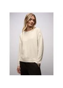Strickpullover Street One, Damen, Gr. 40, cotton beige meliert, Strick, Obermaterial: 51% Polyester, 45% Viskose, 4% Elasthan, unifarben, bequem h&uuml;ftbedeckend, Rundhals, B&uuml;ndchen, Pullover Strickpullover, Knopfdetail an den Schultern und im Melange-Look