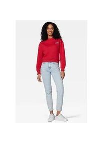 Rundhalspullover Mavi "LOGO SHORT SWEATSHIRT", Damen, Gr. XL, rot (rococco rot), Stoff, 65% Baumwolle, 35% Polyester, unifarben, gerade kurz, Rundhals, normaler Saum, Pullover Rundhalspullover, Cropped Sweatshirt mit Mavi Logo