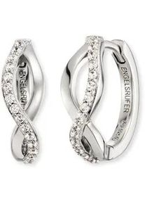 Paar Creolen Engelsrufer "Keep it so simple Paradise", bunt (silberfarben, wei&szlig;, kristallwei&szlig;), Ohrringe, Damen, 16,5mm, Silber 925 (Sterlingsilber), mit Zirkonia (synth.)