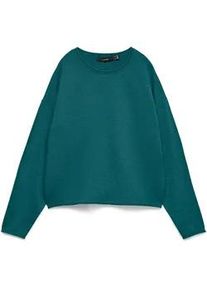V&eacute;ro Moda Strickpullover VERO MODA "VMEXCITING PLAIN LS O-NK ROLL PULLOV BOO", Damen, Gr. XS, mediterranea detail:melange, Strick, Obermaterial: 72% Polyester, 18% Polyacryl, 10% Nylon, meliert, regular fit normal, Rundhals, Pullover Strickpullover