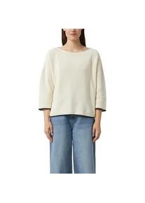 Strickpullover comma, Damen, Gr. 40, beige, Strick, Obermaterial: 100% Baumwolle, kontrastfarbene Details, unifarben, regular fit normal, U-Boot-Ausschnitt, kontrastfarben, Pullover Strickpullover, mit Kontrast-Details