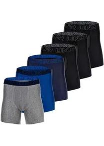 Boxershorts Under Armour "Boxershort UA PERFORMANCE TECH - SOLID 6 IN 6PK 6er Pack", Herren, Gr. M, bunt (schwarz, blau, grau), Obermaterial: 90% Polyester Pol. recyc.. 10% Elasthan EL., Unterhosen