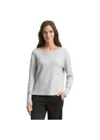 Strickpullover Tom Tailor, Damen, Gr. S, mini argyle on grau melange, Strick, Obermaterial: 85% Viskose, 15% Polyamid, Jacquardmuster, bedruckt, loose fit normal, U-Boot-Ausschnitt, gerader Abschluss, Pullover Strickpullover, mit All-Over Print