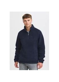 Fleecepullover Blend "BHTotten", Herren, Gr. S, total eclipse, 100% Polyester, unifarben, regular fit normal, Sweatshirts Fleecepullover, L&auml;ssiger Troyer in Teddy-Optik