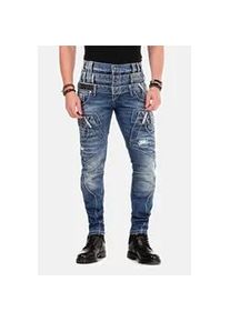 Cipo & Baxx R&ouml;hrenjeans CIPO & BAXX "Jeans", Damen, Gr. 36, L&auml;nge 34, blau, 100% Baumwolle, unifarben, skinny fit lang, Jeans, mit Dreifachbund in Straight Fit, CD-466