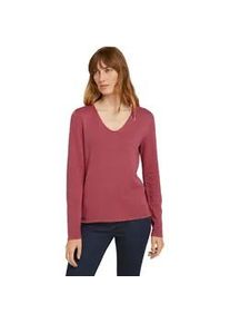 V-Ausschnitt-Pullover Tom Tailor, Damen, Gr. L, cozy pink, Strick, Obermaterial: 60% Baumwolle, 40% Viskose, unifarben, regular fit normal, V-Ausschnitt, Pullover, mit V-Ausschnitt