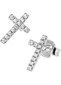 Paar Ohrstecker Smart Jewel "Kreuz mit Zirkonia, Silber 925", silber, Ohrringe, Damen, Silber 925 (Sterlingsilber)
