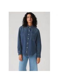 Levi's Jeansbluse LEVI'S "HARLIE BOYFRIEND SHIRT", Damen, Gr. M (38), play around, Web, Obermaterial: 100% Baumwolle, unifarben, relaxed fit Po-bedeckend, 2-Knopf-Manschette, Blusen Jeansbluse, mit Brusttasche