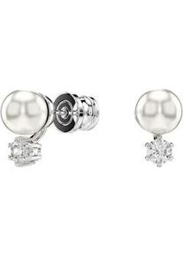 Paar Ohrstecker Swarovski "Schmuck Geschenk Matrix Ohrringe", wei&szlig; (metallfarben, kristallwei&szlig;, wei&szlig;, kristallwei&szlig;), Ohrringe, Damen, Metall Perlen, Metall, Perlen, mit Swarovski Zirkonia (synth.) - mit Swarovski Perle