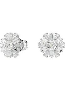 Paar Ohrstecker Swarovski "Idyllia E Florere Schneeflocke", silber (metallfarben, kristallwei&szlig;, kristallwei&szlig;), Ohrringe, Damen, 11mm, Metall, mit Swarovski Zirkonia (synth.)