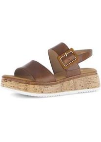 Keilsandalette Gabor "RHODOS", Damen, Gr. 39, braun, Kalbsleder, unifarben, Schuhe, Riemchensandale, Sommerschuh, Sandale in Weite G (=weit)