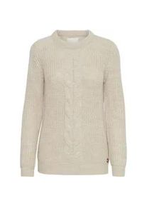 Strickfleece-Pullover oxmo "Strickpullover OXNatasja", Damen, Gr. XL, beige (cement melange), Obermaterial: 85% Polyacryl PAN. 15% Wolle WO., Pullover