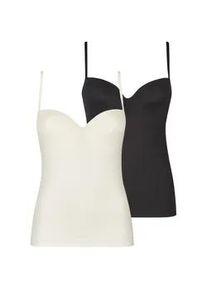 BH-Hemd Nina von C. "2er Pack BH Hemdchen Secret", Damen, Gr. 75, Cup A, bunt (champagner schwarz), Obermaterial: 95% Polyamid PA. 5% Elasthan EL., BHs BH-Hemd