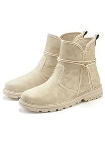 Stiefelette Vivance "Boots, Stiefel", Damen, Gr. 42, beige, Obermaterial: 100% Lederimitat. Decksohle: 100% Textilmaterial. Futter: 100% Textilmaterial. Laufsohle: 100% Synthetik, Strukturmuster, unifarben, Schuhe Stiefelette, mit raffinierten Bindeb&auml;ndern VEGAN, Topseller