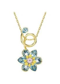 Kette mit Anh&auml;nger Swarovski "Schmuck Geschenk Idyllia Anh&auml;nger Blume", gold (gelbgoldfarben, blau, gelb, lila), Halsketten, Damen, Metall, L: 49, mit Swarovski Kristall