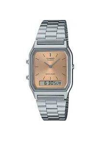 Chronograph Casio VINTAGE, edelstahlfarben, apricot, Armbanduhren, Damen, Chronograph, Quarzuhr, Armbanduhr, Damenuhr, Herrenuhr, Edelstahlarmband,Digitaluhr