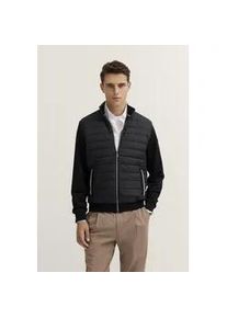 Sweatjacke Bugatti "Basic Essential", Herren, Gr. 3XL, schwarz (290, schwarz), Sweatware, 90% Baumwolle, 10% Polyester, unifarben, normal, ohne Ausschnitt, Rippb&uuml;ndchen, Sweatjacken Sweatjacke, Modern Fit in Stepp-Optik