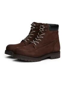 Schn&uuml;rboots Tommy Hilfiger "FLEX TH OUTDOOR W NBK BOOT", Herren, Gr. 43, dunkelbraun, Leder, Schuhe Schn&uuml;rboots, Blockabsatz, Outdoorschuh mit &Ouml;sen, im Bersteigerlook