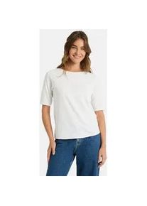 LIEBLINGSST&Uuml;CK Rundhalsshirt LIEBLINGSST&Uuml;CK "CandiceEP", Damen, Gr. S, sanftes wei&szlig;, Jersey, Obermaterial: 95% Baumwolle, 5% Elasthan, unifarben, regular fit taillenbedeckt, Rundhals, Shirts Rundhalsshirt, mit Statement-Stickerei und im Batik-Look