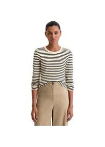 Marc O'Polo Longsleeve MARC O'POLO "regular fit aus reiner Bio-Baumwolle", Damen, Gr. S, dunkelblau, Jersey, Obermaterial: 100% Baumwolle, geringelt, normal, Rundhals, Shirts, geringelt