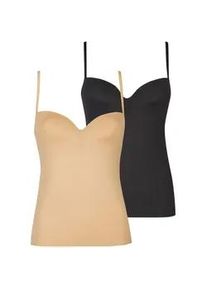BH-Hemd Nina von C. "2er Pack BH Hemdchen Secret", Damen, Gr. 85, Cup A, bunt (caramel schwarz), Obermaterial: 95% Polyamid PA. 5% Elasthan EL., BHs BH-Hemd