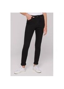 Slim-fit-Jeans SOCCX, Damen, Gr. 27, L&auml;nge 30, schwarz, Denim/Jeans, Material: 63% Baumwolle, 25% Polyester, 10% Viskose, 2% Elasthan, unifarben, slim fit, Jeans Slim-fit-Jeans, mit verk&uuml;rztem Bein