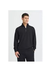 Longpullover Blend "BHMBriso", Herren, Gr. XL, schwarz, Sweatware, 60% Baumwolle, 40% Polyester, unifarben, normal normal, hoch geschlossener Ausschnitt, Pullover Longpullover, Klassischer Sweat-Troyer