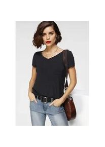 T-Shirt Tamaris, Damen, Gr. 48, schwarz, Jersey, Obermaterial: 95% Viskose, 5% Elasthan, Basic, l&auml;ssig geschnitten h&uuml;ftbedeckend, V-Ausschnitt, Shirts T-Shirt, l&auml;ssige Passform, mit V-Ausschnitt, unifarben, h&uuml;ftbedeckende L&auml;nge, Topseller