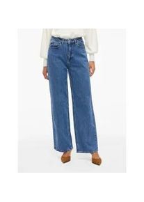 High-waist-Jeans Vila "VIFREYA JAF HW JEANS - NOOS", Damen, Gr. 34, L&auml;nge 32, blau (medium blau denim detail:wash mbd 235), Denim/Jeans, Obermaterial: 99% Baumwolle, 1% Elasthan, unifarben, relaxed fit kn&ouml;chellang, Jeans High-Waist-Jeans